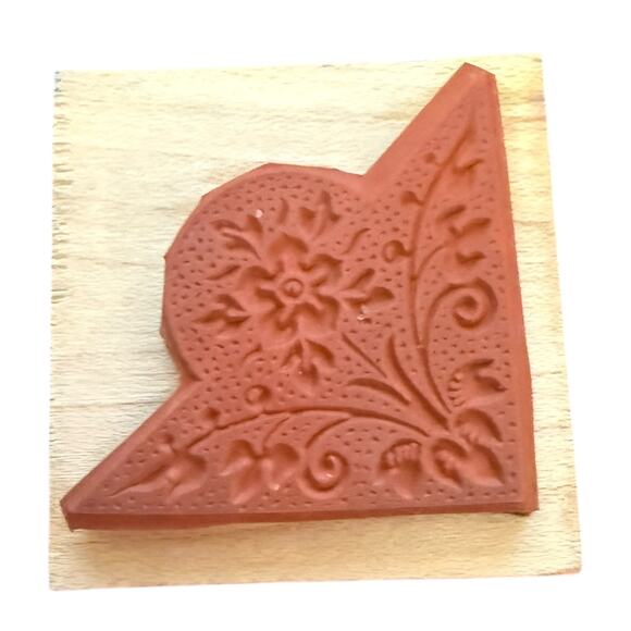 Bay Island Press Corner Floral Rubber Stamp - Picture 3 of 3